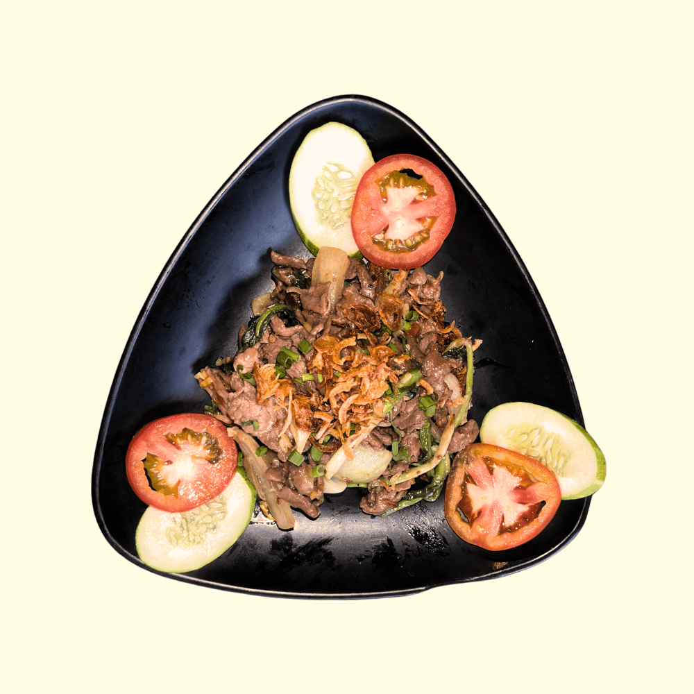 bò xào hành cần